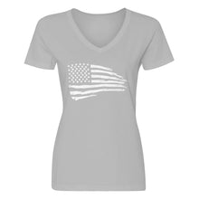 Womens American Flag V-Neck T-shirt