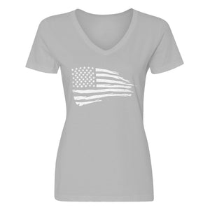 Womens American Flag V-Neck T-shirt