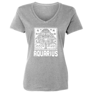Womens Aquarius Zodiac Astrology Vneck T-shirt