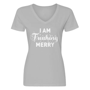Womens Freaking Merry V-Neck T-shirt