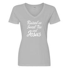 Womens Raised on Sweet Tea and Jesus Vneck T-shirt