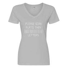 Womens Please Scan Flats Then Letters Vneck T-shirt