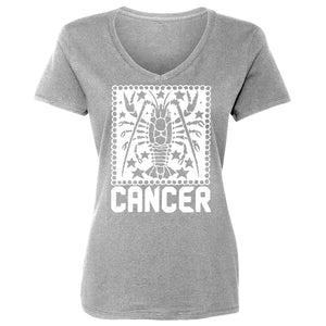 Womens Cancer Zodiac Astrology Vneck T-shirt
