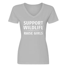 Womens Support Wildlife Raise Girls V-Neck T-shirt