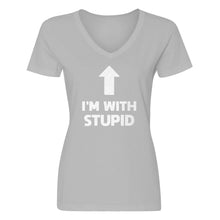 Womens I'm with Stupid Up V-Neck T-shirt