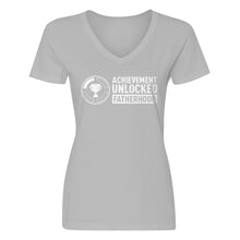 Womens Achievement Unlocked Fatherhood V-Neck T-shirt