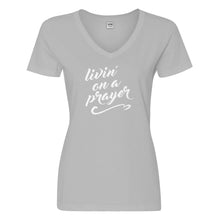 Womens Livin on a Prayer Vneck T-shirt