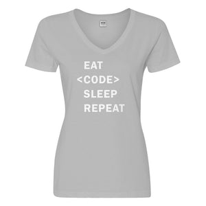 Womens Eat Code Sleep Repeat Vneck T-shirt
