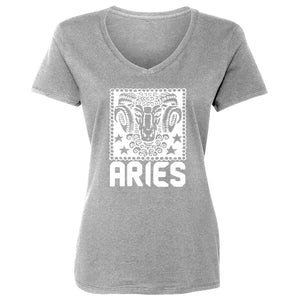 Womens Aries Zodiac Astrology Vneck T-shirt