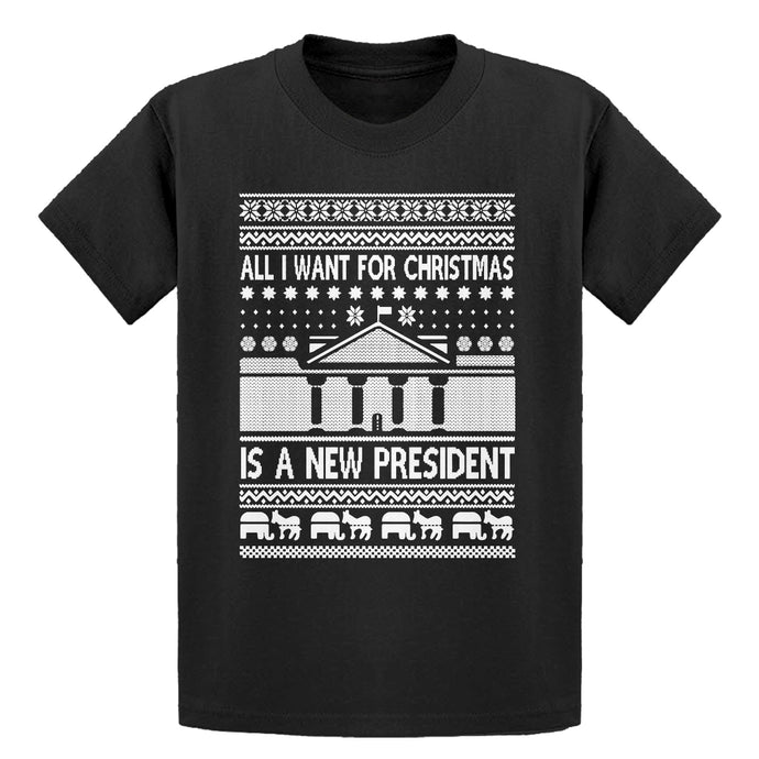 Youth All I Want for Christmas is a New President Kids T-shirt