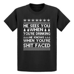 Youth He Sees Your When You're Drinking Kids T-shirt