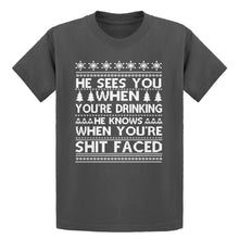 Youth He Sees Your When You're Drinking Kids T-shirt