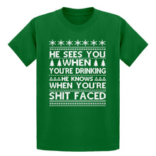 Youth He Sees Your When You're Drinking Kids T-shirt