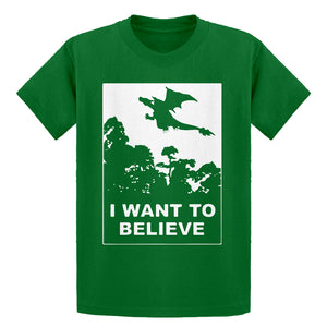 Youth I Want to Believe Fire Dragon Kids T-shirt