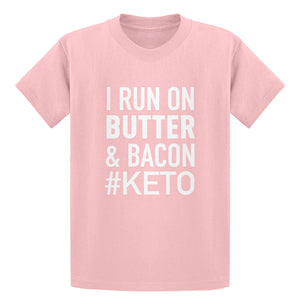 Youth I Run on Butter and Bacon Kids T-shirt