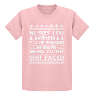 Youth He Sees Your When You're Drinking Kids T-shirt