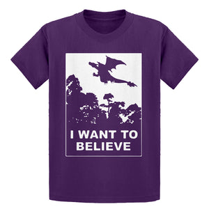Youth I Want to Believe Fire Dragon Kids T-shirt