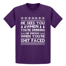 Youth He Sees Your When You're Drinking Kids T-shirt