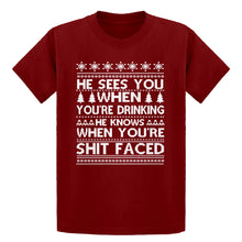Youth He Sees Your When You're Drinking Kids T-shirt