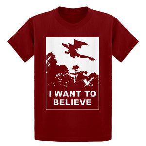Youth I Want to Believe Fire Dragon Kids T-shirt