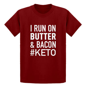 Youth I Run on Butter and Bacon Kids T-shirt